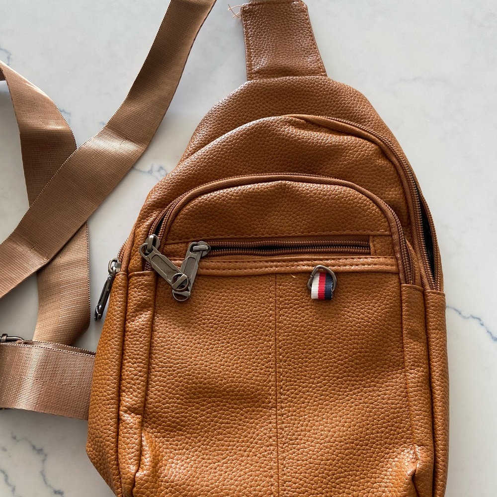 Brown pleather small Crossbody Bag